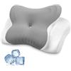 MISSCOZY Cuscino ergonomico per chi dorme di lato, cuscino cervicale per alleviare il dolore al collo, anti-russamento, in memory foam, supporto per il collo, per chi dorme lateralmente, schiena