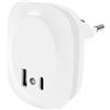 LEDVANCE Lunetta Edge Socket Night Light, White, 0.35W, 10lm, luce bianca calda, sensore di luce diurna, nessione USB-A e USB-C, tecnologia a LED, funzionalità di ricarica, lunga durata, IP20, 3000K