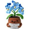 Enwye Fiori all'Uncinetto Fatti a Mano, Fiori Non Ti Scordar di Me, Regalo di Supporto Emotivo Portatile per Amici, Familiari E Amanti, Grazioso Piccolo Fiore all'Uncinetto in Vaso (Blu)