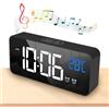 WDEC Sveglia Digitale con LED Temperatura Display Orologio, 2 Sveglie, Snooze, 13 Suoni di Allarme Porta, Suoni eRegolabile, Ricarica USB, 4 Livelli di Luminosità Regolabile, Controllo Vocale (nero)