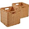 SOCOHOME Scatola portaoggetti a forma di cubo, 31 x 31 x 31 cm, in finto rattan, per giocattoli, vestiti, mensole, armadi, impermeabile, non ammuffisce (beige, 2 pezzi)