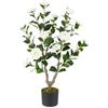 COSTWAY Albero di Camelia Artificiale 90 cm, Pianta Finta in Vaso con 16 Fiori Vivaci e 116 Foglie Vibranti, Pianta Decorativa per Soggiorno, Camera da Letto, Ufficio e Veranda (Bianco)