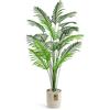 Der Rose Grande palma artificiale da 111 cm, piante finte tropicali per interni ed esterni, alta per casa, bagno, portico, esterno, patio, decorazione (vaso beige chiaro)