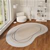 TAPISO Wisp Tappeto da Salotto Moderno - Forma Irregolare con Linee Crema e Beige, Pelo Corto Morbido e Resistente, Facile da Pulire, Resistente alle Macchie 120 x 160 cm