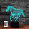 SUPERRUIDALONG Luci notturne a 16 colori con telecomando a forma di cavallo 3D, lampada da comodino a LED in acrilico, per camera da letto, camera da letto, scrivania, decorazione per compleanno,