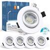 wowatt 7W Faretti LED da Incasso Bianco Dimmerabili IP44 Luce Bianco Freddo