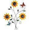 Generic Decorazione da parete in metallo colorato 3D a forma di girasole con farfalla antiruggine floreale da appendere alla parete, decorazione artistica per veranda, balcone, soggiorno, casa colonica