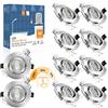 wowatt 7W Faretti LED da Incasso per Cartongesso Luce Caldo 2800K Set di 10 | Dimmerabili 3 Intensità 700LM Faretti da Incasso Orientabili, IP44 Impermeabile per Bagno Cucina, Diametro Foro 68mm - 75mm