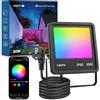 Lepro F1 AI Faretto LED da Esterno 30W, Faretto da Giardino RGB Dimmerabile | IP65 Impermeabile, Progettista Illuminazione AI Personalizzato, Controllo Vocale/Sync Musicale, Compatibile con Alexa/Google