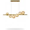 maolo Lampadario Moderno a Sospensione 6 Sfere Vetro Ø13cm | Struttura in Metallo Oro/Grigio/Ambra | Attacco G9 Altezza Regolabile 300-1015 mm | Illuminazione Soggiorno Cucina Sala da Pranzo (Ambra)