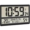 TFA Dostmann XL Orologio da parete Digitale 60.4520.01 con Temperatura e Umidità, Giorno della Settimana, 8 Lingue, Orologio Radiocontrollato, Facile da Leggere, Grande, Nero