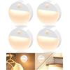 FLOWood Luce notturna con sensore di movimento, 4 pezzi, illuminazione per scale, rilevatore di movimento a LED, con batteria per auto, per cameretta dei bambini, corridoio, scale, camera da letto,