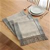 Plancholo Runner da tavola con frange, cotone e lino, 220 cm, per sala da pranzo, casa, soggiorno, cena di festa, decorazione da tavolo in fattoria, beige grigio