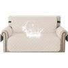 YSTELLAA Copripoltrona 2 Posti Con Braccioli, Beige | Copridivano Antigraffio Gatto Cane, Copridivani Trapuntato Con Tasche, Salvadivano Antiscivolo Antimacchia