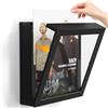 Emfogoo 1 pezzo di mobili in vinile con apertura sulla parete anteriore, cornice portafoto in legno, per dischi in vinile, 12 x 12 cm (nero spesso)
