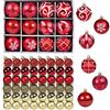 GWHOLE 60 Pezzi Palline di Natale di Plastica Oro e Rosso, Decorazioni Albero con Stringhe, Ornamenti per Feste