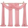 Showgeous 2 pannelli tende in chiffon per arco nuziale 28 x20ft tessuto rosa polverosa drappeggio arco tende in chiffon trasparente decorazioni in tela per soffitto