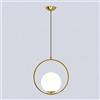 MZStech Lampada da soffitto moderna, lampada a sospensione sferica in ferro e vetro dorato, base a sospensione a lampadina E27 (Round)