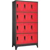 NITCA Armadietti Spogliatoio Metallici, Armadietto per Ufficio con 12 Scomparti e Serratura, Armadi Archivio in Acciaio, per Ufficio, Scuole e Palestra, Antracite e Rosso 90x45x180 cm