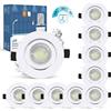 wowatt Faretti LED da Incasso per Cartongesso Bianco Dimmerabili, Set da 10