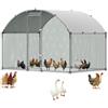 VEVOR Grande Pollaio in Metallo 3 x 2 x 2 m Argentato con Accesso Pedonale, Gabbia con Tetto a Cupola, Copertura e Serratura di Sicurezza, per Anatre e Conigli da Esterno Cortile Fattoria Giardino