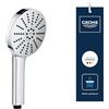 GROHE Vitalio Joy+ 120 Doccino doccia con 3 getti: pioggia, getto, booster (risparmio idrico 7,9 l/min, protezione antiscottatura, sistema di montaggio universale), cromata, 1348640000