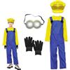 MeYuxg Costumi di Carnevale per Ragazzi, Costumi Carnevale Cosplay, Cosplay di Film Classici, Tuta Gialla e Blu con Cappello, Occhiali, Guanti, per Compleanni, Feste Rave, Abbigliamento Quotidiano (L)
