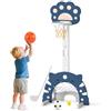 COSTWAY 3 in 1 Canestro da Basket per Bambini, con Canestro Calcio e Golf, Cerchio Rimovibile e Pieghevole, Set da Gioco Regolabile per Interno ed Esterno, 3 Anni+ (Blu Scuro)