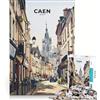 JIANGENNF Puzzle per adulti da 1000 pezzi Caen Francia, giocattolo decorativo da parete, divertente e spiritoso, compleanno e Natale 38x26cm