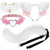 XEPST Set Coda e Orecchie, Kit con Orecchie e Coda di Volpe in Pelliccia Sintetica con Super Enorme Coda Soffice, Orecchie e Collare Campanelle per Accessori per Costumi Feste di Carnevale
