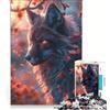 JIANGENNF Puzzle da 1000 pezzi con volpe Kitsune nera, gioco rompicapo, decorazione per la casa, con pezzi di forma casuale completamente ad incastro 38x52cm