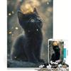 JIANGENNF Puzzle da 1000 pezzi per adulti, gattino nero con corona dorata, gioco pratico, antistress, ideale come regalo per tutta la famiglia 50x75cm