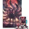 JIANGENNF Puzzle da 1000 pezzi con volpe Kitsune nera e luna, decorazione da parete, regalo di compleanno, compleanno e Natale 38x26cm
