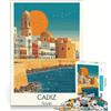 JIANGENNF Puzzle per adulti da 1000 pezzi con il poster della spiaggia di Cadice, gioco rompicapo, divertente antistress, regalo stimolante 38x52cm