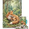 JIANGENNF Puzzle per ragazzi da 1000 pezzi con mamma volpe e cucciolo antistress di difficoltà elevata adatto come decorazione da scrivania 38x52cm