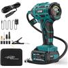 AUTDER Compressore d'Aria Portatile, Gonfiatore Senza Fili 180 PSI con Due Fonti di Alimentazione, Batteria 21V / 12V DC, Manometro Digitale, Spegnimento Automatico, Perfetto per Viaggi (Blu-Nero)