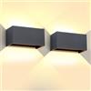 FUPE 2 Pezzi Applique da Esterno/Interno LED 25W Lampada da Esterno a Parete Antracite IP65 Impermeabile Alluminio Applique per Esterni Luce da Parete Angolo di Luce Regolabile, 3000K Bianco Caldo