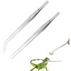 YSTrillion Pinzette per acquario, 2 pinzette in acciaio inox extra lunghe 27 cm, pinze per l'alimentazione dei rettili e pinzette curve per acquario, strumenti per acquario, rettili e serpenti