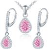 MICMIF Set Gioielli Zirconia a Goccia in Argento 925 per Donna, Orecchini Pendenti Lacrime e Collana Ciondolo Pietre zaffiro cristallo ametista rosa acquamarina rubino smeraldo