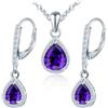 MICMIF Set Gioielli Zirconia a Goccia in Argento 925 per Donna, Orecchini Pendenti Lacrime e Collana Ciondolo Pietre zaffiro cristallo ametista rosa acquamarina rubino smeraldo