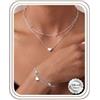 Kakonia Parure Gioielli Donna Ipoallergenico Perla Cuore Collana Bracciale Set Oro Argento Rosa Choker Collana Bracciale Delicato Sposa Damigella Accessori Regalo Set Gioielli Donna-S-B