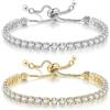Suyi Bracciale tennis da donna con zirconia cubica, regolabile, bracciale scorrevole, lega