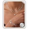 Kakonia Parure Gioielli Donna Ipoallergenico Perla Cuore Collana Bracciale Set Oro Argento Rosa Choker Collana Bracciale Delicato Sposa Damigella Accessori Regalo Set Gioielli Donna-S-P