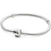 YPYC Braccialetto in argento Sterling 925 a forma di cuore con fiore rotondo e chiusura a serpente per la marcatura di gioielli con perline, 20 cm, Acetato, Nessuna pietra preziosa