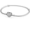 YPYC Braccialetto in argento Sterling 925 a forma di cuore con fiore rotondo e chiusura a serpente per la marcatura di gioielli con perline, 20 cm, Acetato, Nessuna pietra preziosa