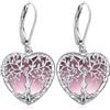 Odinstone Orecchini Albero della Vita, Cuore, Donna, Ganci Argento 925 | Orecchini cuore albero della vita, pietra di luna, ganci argento 925 e confezione regalo