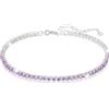 Bramart Bracciale Tennis Donna con Pietre di Zirconia Cubica Idea regalo Compleanno per lei Finitura in Oro Bianco Argento 925 Natale - Cofanetto con DEDICA incluso. (Bracciale Donna - Tennis Viola)