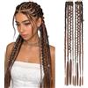 Silk-co Extension Treccine Boho Braids Clip in Dreads 2 Ciocche Trecce Capelli Sintetici Posticci Donna 50cm 50g Bruno Scuro & Castano