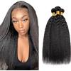Tuheerst 1B Natural Black Human Hair Bundles Double Drown Extension Capelli Yaki Straight Hair Extensions Unprocessed Brazilian Virgin Remy Extension 50g/Bundle Total 150g 18 20 22 Inch