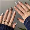 Xanthelle Press on Nails, unghie finte corte autoadesive, unghie finte marroni con design, set di 24 unghie copertura totale per donne, riutilizzabili, facili da applicare